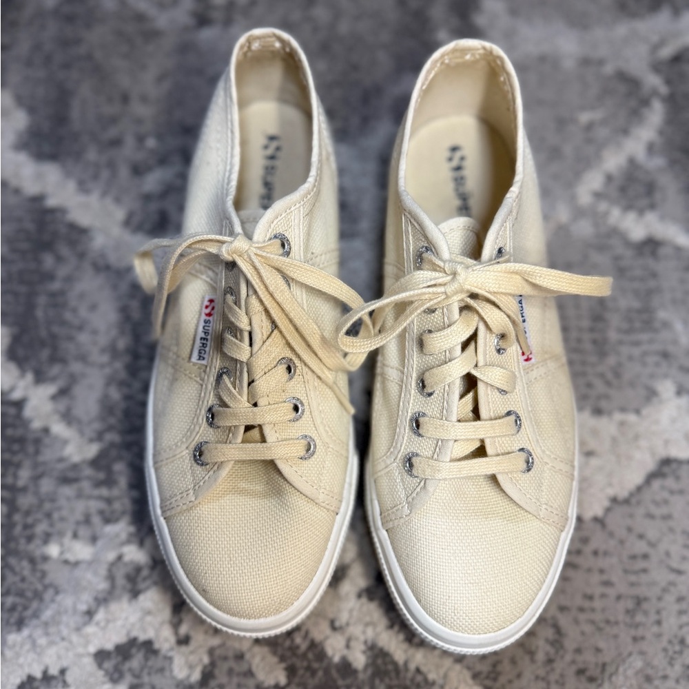 Superga 2790 Platform Sneakers- Women's Beige Canvas